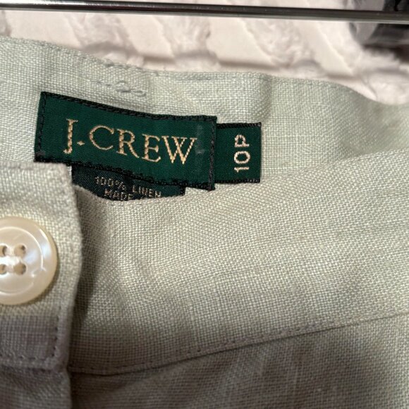 J.Crew Pleated Wide Leg 100% Linen Mint Green Pants Size 10 Petite - Picture 3 of 5